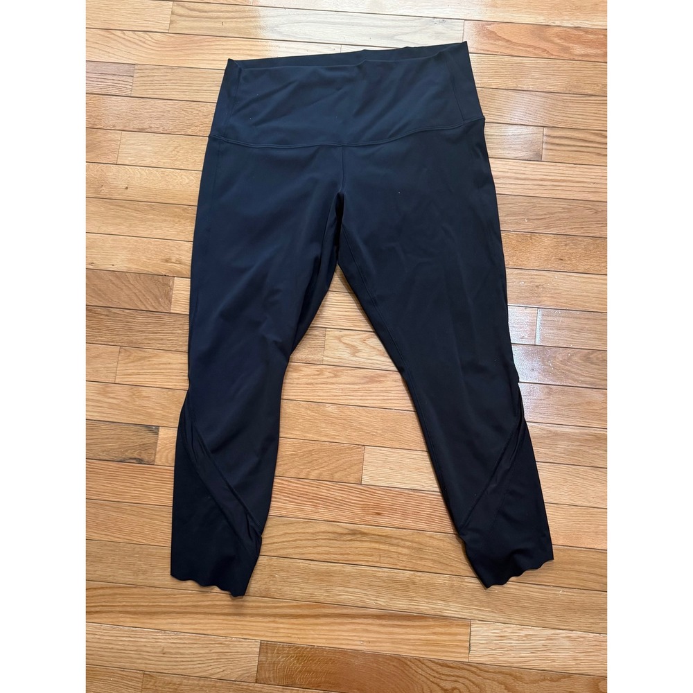 Lululemon Align High Rise Crop 23 Scallop Mesh Leggings Black Size 12